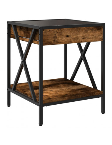 Tavolino da Salotto con LED Infinity Rovere Fumo 40x40x49 cm