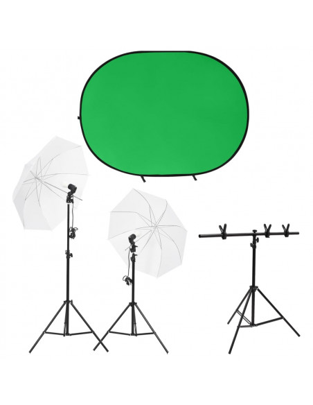 Kit per Studio Fotografico con Set di Luci e Fondale