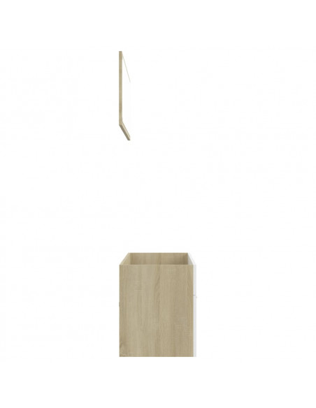 Set Mobili Bagno 2pz Bianco e Rovere Sonoma Legno Multistrato