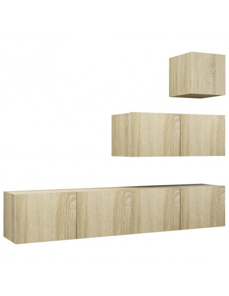 Set di Mobili Porta TV 4 pz Rovere Sonoma in Legno Multistrato