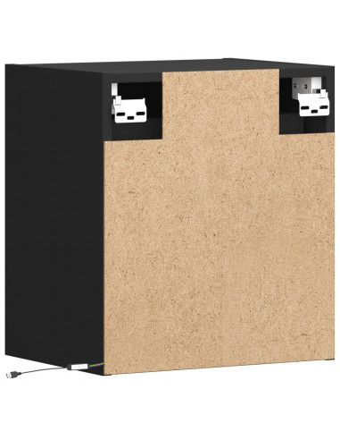 Mobili TV a Parete con Luci LED 2pz Neri 41x31x45 cm