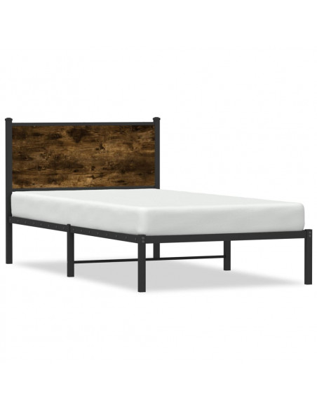 Giroletto con Testiera in Metallo Rovere Fumo 100x200 cm