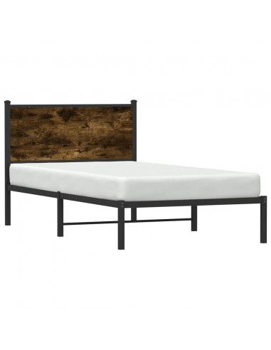 Giroletto con Testiera in Metallo Rovere Fumo 100x200 cm