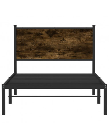 Giroletto con Testiera in Metallo Rovere Fumo 100x200 cm