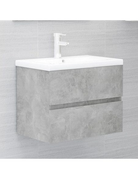 Set Mobili da Bagno 2 pz Grigio Cemento in Legno Multistrato