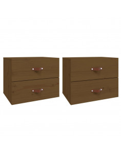 Comodini a Muro 2 pz Marrone Miele 50x36x40 cm 2