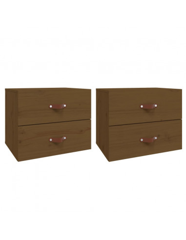 Comodini a Muro 2 pz Marrone Miele 50x36x40 cm