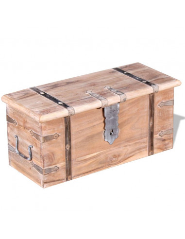 Set 2 Pezzi Cassapanca in Legno Massiccio di Acacia
