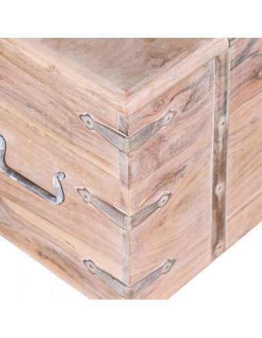 Set 2 Pezzi Cassapanca in Legno Massiccio di Acacia