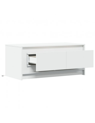 Tavolino da Salotto con Luci LED Bianco in Truciolato