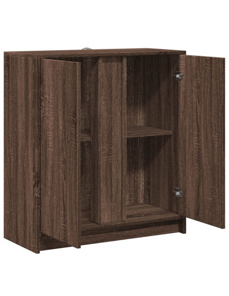 Credenza con LED Rovere Marrone 77x34x85 cm Legno Multistrato
