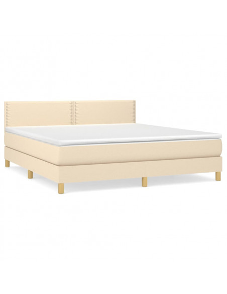 Giroletto a Molle con Materasso Crema 160x200 cm in Tessuto