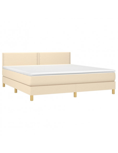Giroletto a Molle con Materasso Crema 160x200 cm in Tessuto