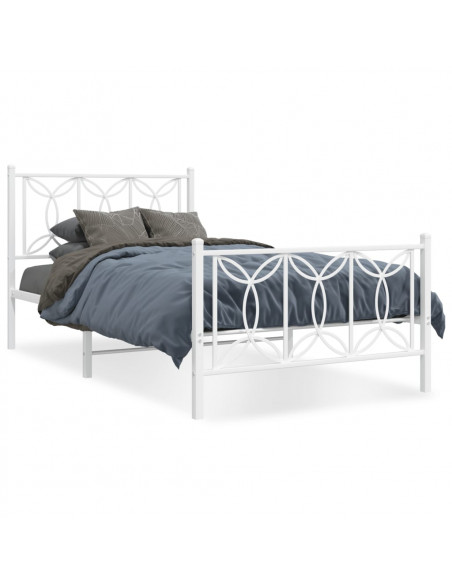 Giroletto con Testiera e Pediera Metallo Bianco 107x203 cm