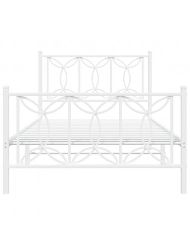 Giroletto con Testiera e Pediera Metallo Bianco 107x203 cm