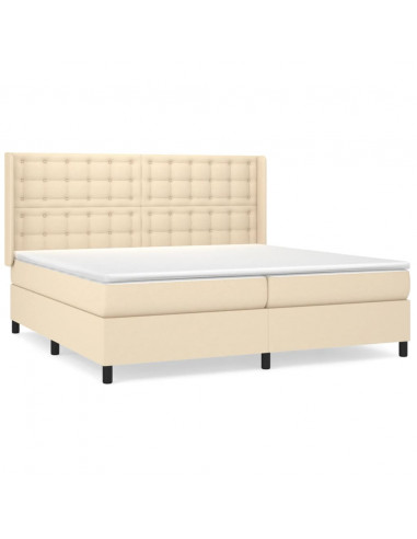 Giroletto a Molle con Materasso Crema 200x200 cm in Tessuto