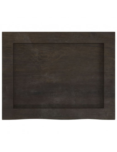 Piano Bagno Marrone Scuro 40x30x(2-6)cm Legno Massello Trattato