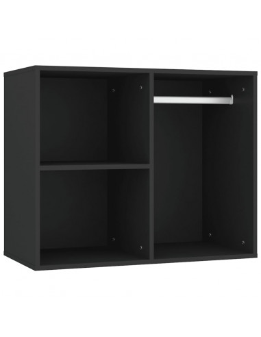 Toeletta con LED e Armadietti in Legno Multistrato Nero