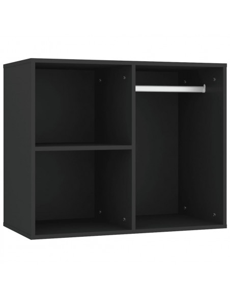 Toeletta con LED e Armadietti in Legno Multistrato Nero