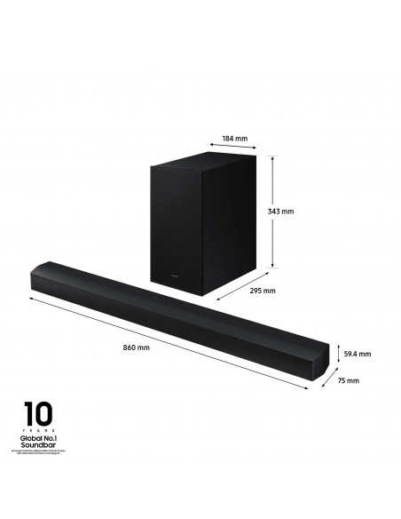 Samsung Soundbar HW-B650D/ZF Serie B, 4 Speaker, Wireless Dolby 5.1ch, Audio a 3.1 Canali, Surround sound expansion, Black 2024