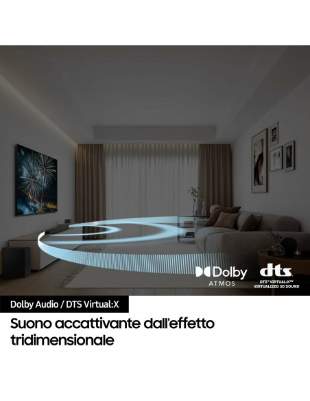 Samsung Soundbar HW-B650D/ZF Serie B, 4 Speaker, Wireless Dolby 5.1ch, Audio a 3.1 Canali, Surround sound expansion, Black 2024