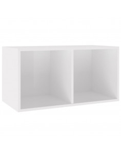 Contenitore per Vinili Bianco Lucido 71x34x36 cm in Multistrato 2