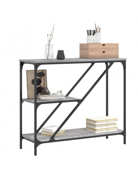 Tavolino Consolle Grigio Sonoma 88,5x30x75 cm Legno Multistrato