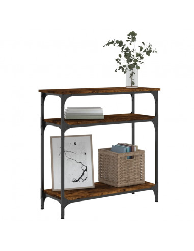 Tavolino Consolle Rovere Fumo 75x29x75 cm in Legno Multistrato