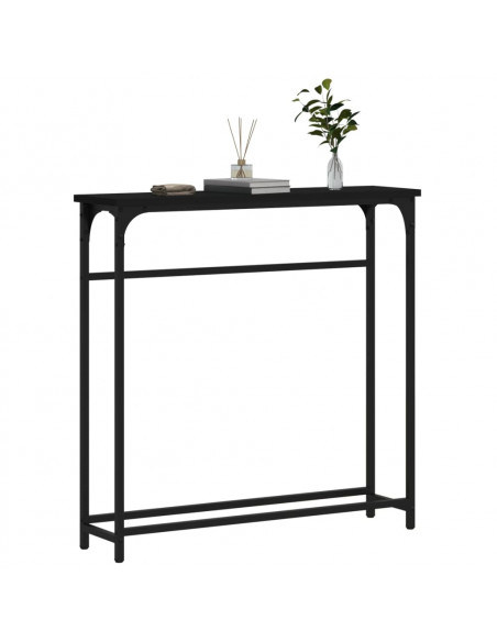 Tavolino Consolle Nero 75x19,5x75 cm in Legno Multistrato