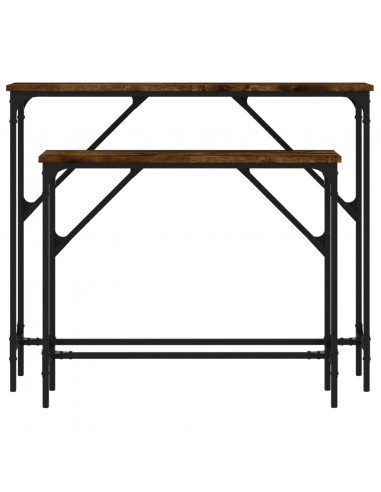 Tavolini Consolle 2 pz Rovere Fumo in Legno Multistrato