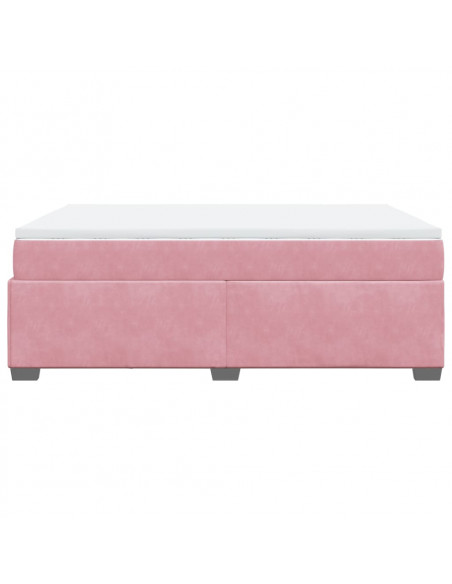 Giroletto a Molle con Materasso Rosa 160x200 cm in Velluto