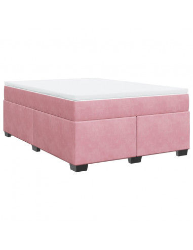 Giroletto a Molle con Materasso Rosa 160x200 cm in Velluto