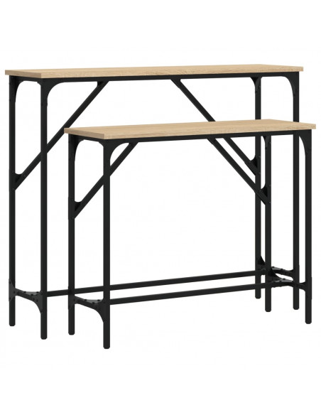 Tavolini Consolle 2 pz Rovere Sonoma in Legno Multistrato