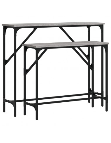 Tavolini Consolle 2 pz Grigio Sonoma in Legno Multistrato