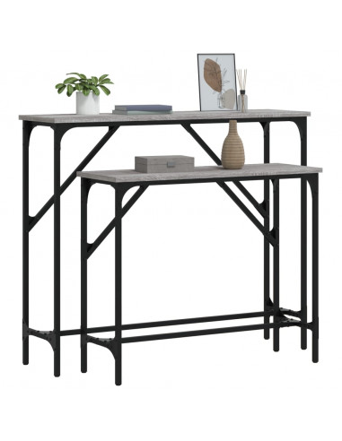 Tavolini Consolle 2 pz Grigio Sonoma in Legno Multistrato