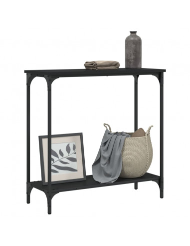 Tavolino Consolle Nero 75x30,5x75 cm in Legno Multistrato