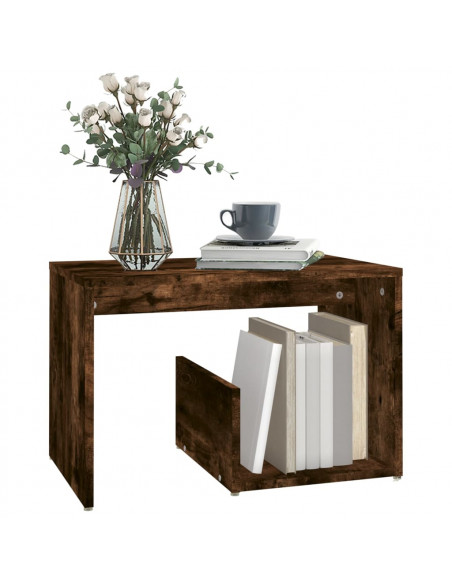 Tavolino Rovere Fumo 59x36x38 cm in Legno Multistrato