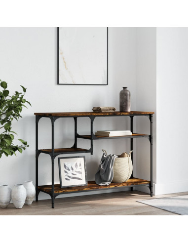 Tavolino Consolle con Ripiani Rovere Fumo 100x35x75 cm