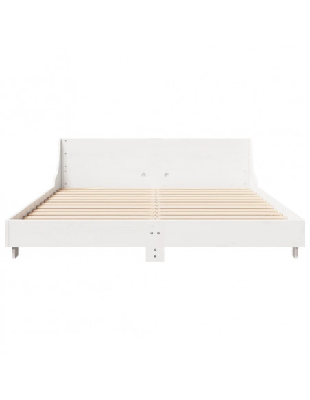 Giroletto con Testiera Bianco 150x200 cm Legno Massello di Pino