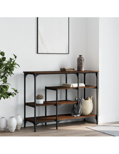 Tavolino Consolle con Ripiani Rovere Marrone 100x35x75 cm