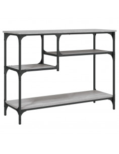 Tavolino Consolle con Ripiani Grigio Sonoma 100x35x75 cm 2