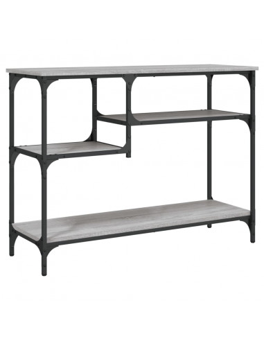 Tavolino Consolle con Ripiani Grigio Sonoma 100x35x75 cm