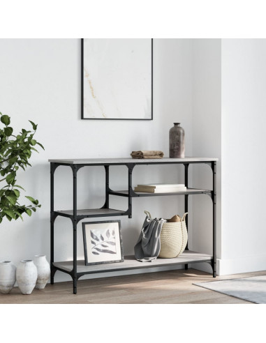 Tavolino Consolle con Ripiani Grigio Sonoma 100x35x75 cm