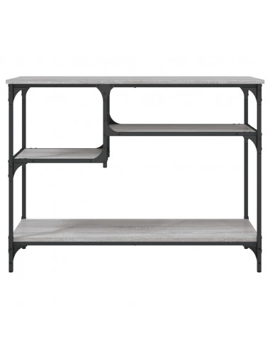 Tavolino Consolle con Ripiani Grigio Sonoma 100x35x75 cm