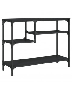 Tavolino Consolle con Ripiani Nero 100x35x75 cm 2