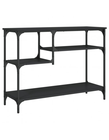 Tavolino Consolle con Ripiani Nero 100x35x75 cm