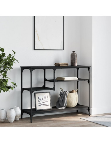 Tavolino Consolle con Ripiani Nero 100x35x75 cm