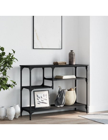 Tavolino Consolle con Ripiani Nero 100x35x75 cm