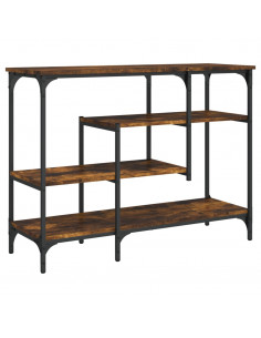 Tavolino Consolle con Ripiani Rovere Fumo 100x35x75 cm 2