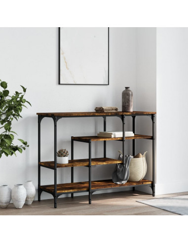 Tavolino Consolle con Ripiani Rovere Fumo 100x35x75 cm